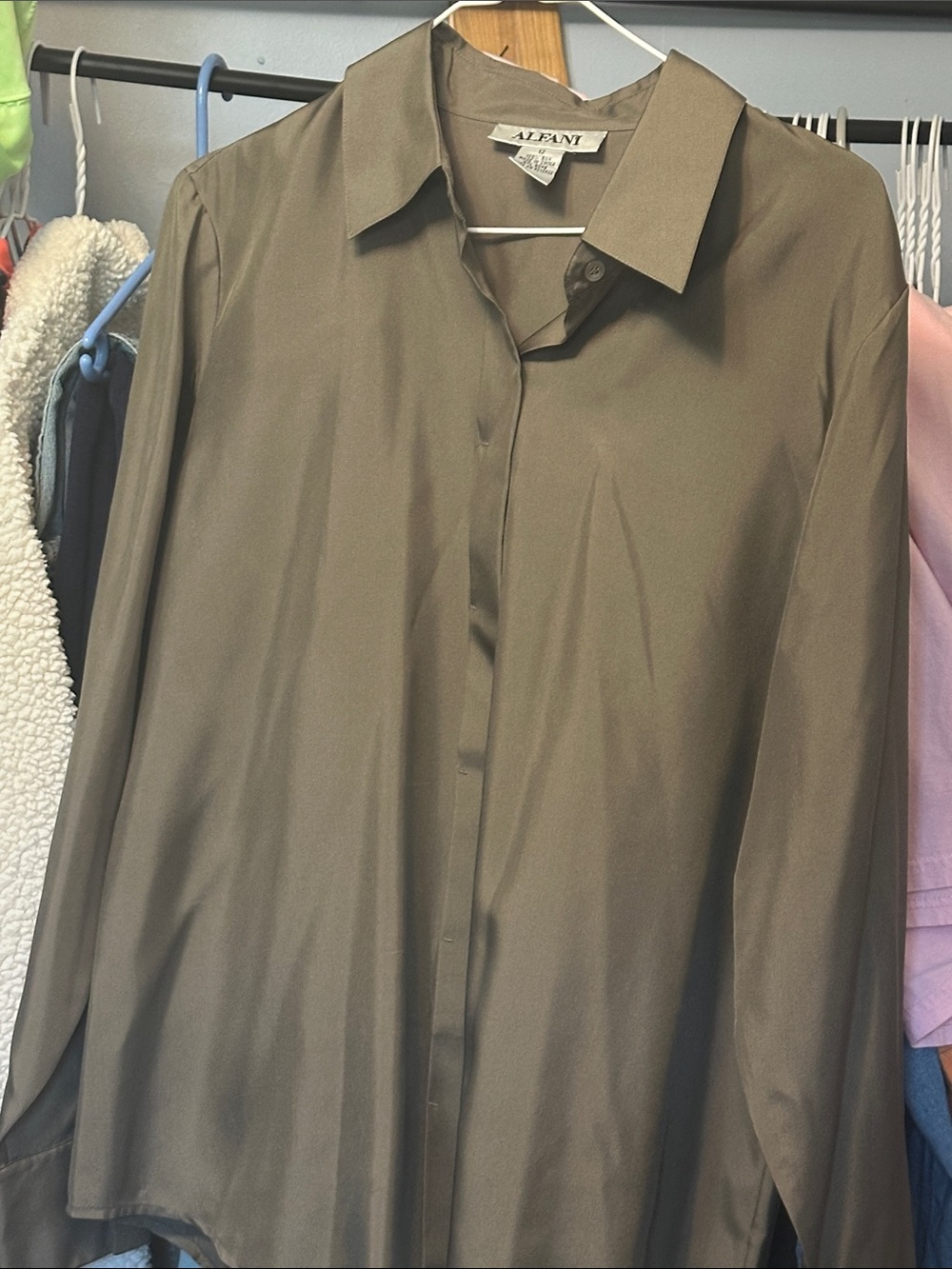 Alfani Olive Button-Front Shirt